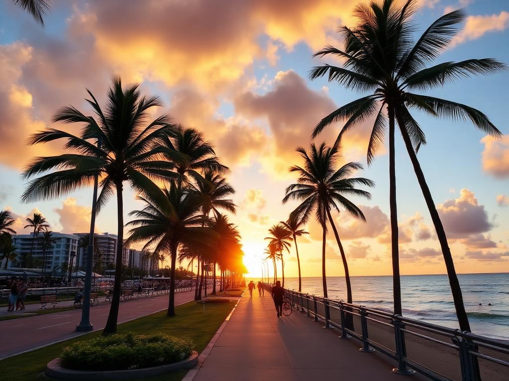 Cairns esplanade at sunset
