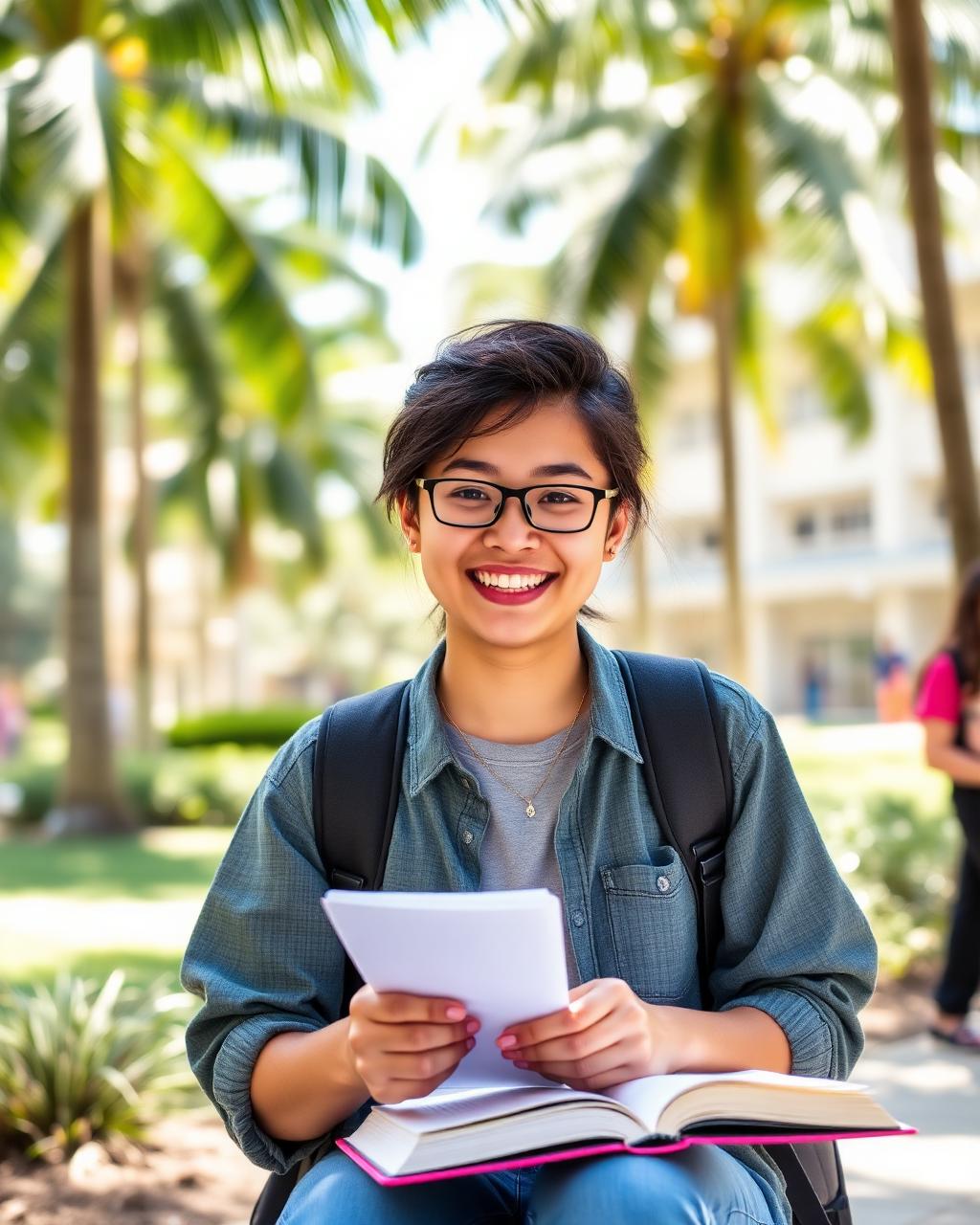 Student journaling on campus